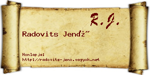 Radovits Jenő névjegykártya